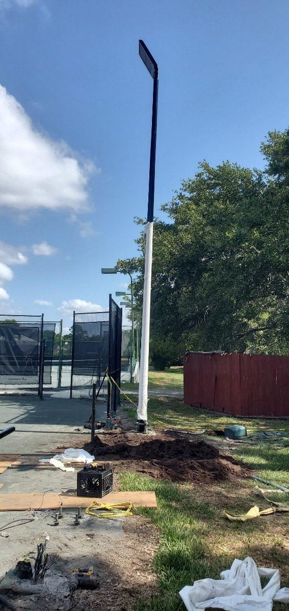 Light Pole Setting at a Tennis Complex in Port St. Lucie