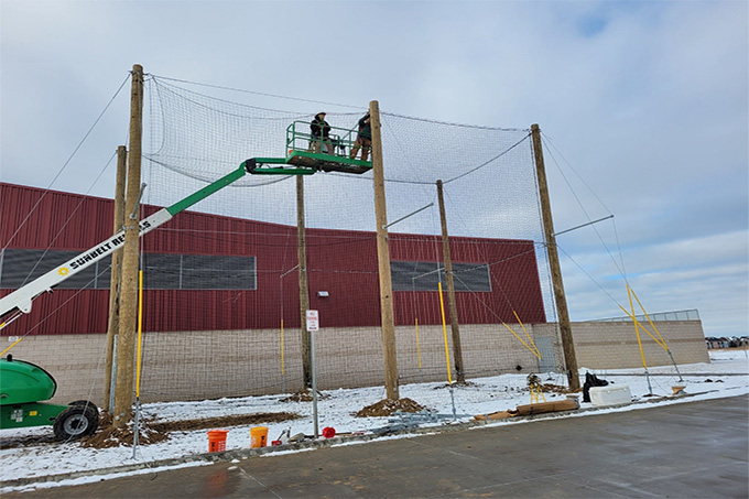 Gorilla Netting Crew Install Netting Panels on a Netted Drone Enclosure