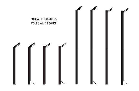 Typical Litter Control Fence Cantilever & Skirt Options