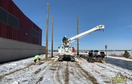 Gorilla Netting Crew Installs Poles for Netted Drone Enclosure for Cherry Creek Innovation Campus Pilot Program