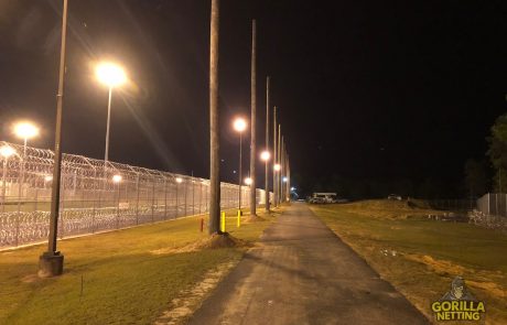 Completed Pole Installation for Vertical Anti-Contraband Security Perimeter Netting System