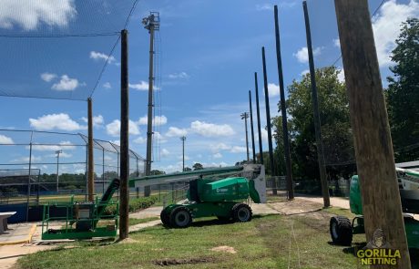 Installation of Poles for a Baseball Perimeter Netting System