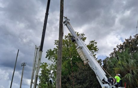 Pole Installation for Baseball Perimeter Netting System