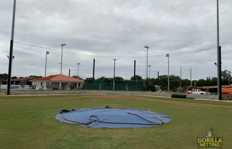 Gorilla Netting Cable-Suspended Tie-Back Backstop Netting System