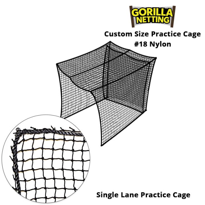 Example of a Golf Practice Cage made of #18 3/4" Knotted Nylon High-Impact Netting