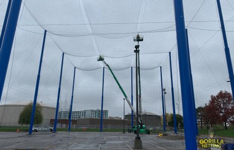 Crew Installs Netting Panels at Drone Enclosure Installation at University at Buffalo, by Gorilla Netting