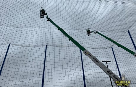 Crew Installs Netting Panels at Drone Enclosure Installation at University at Buffalo, by Gorilla Netting